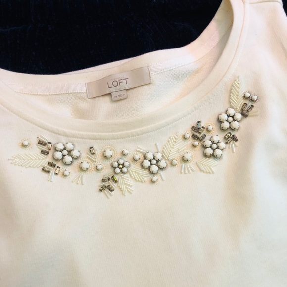 LOFT Beaded Sweatshirt Top - Picture 1 of 7